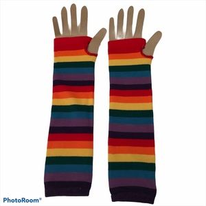 Unisex Fingerless Sweater Rainbow Gloves